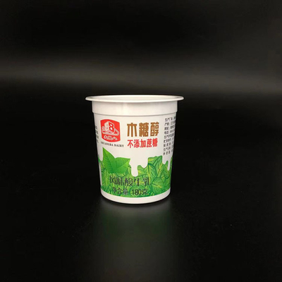 Plastikowe kubki spożywcze 180 ml dostosowany plastikowy kubek do mleka jogurtowego z pokrywką z folii aluminiowej